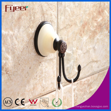 Fyeer Ceramic Base Black Accesorio para baño Latón colgante Robe Hook